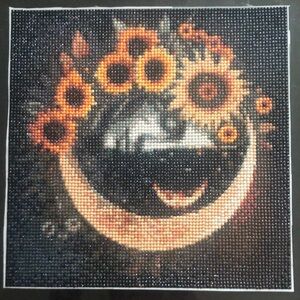 Sunflower and Moon Beaded Art